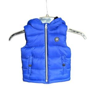 Mango | Royal Blue Infant Boys Full Zip up Hooded Puffer Vest Size 12M 1 Year